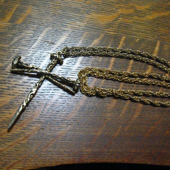 Mid Century Crucifix - Etsy Ireland ✝️ Mid Century 1960\'s Holy Cross Crucifix Necklace